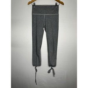 Aerie Heathered Gray Cropped Leggings Tie‎ Detail Hem Women's Size Medium